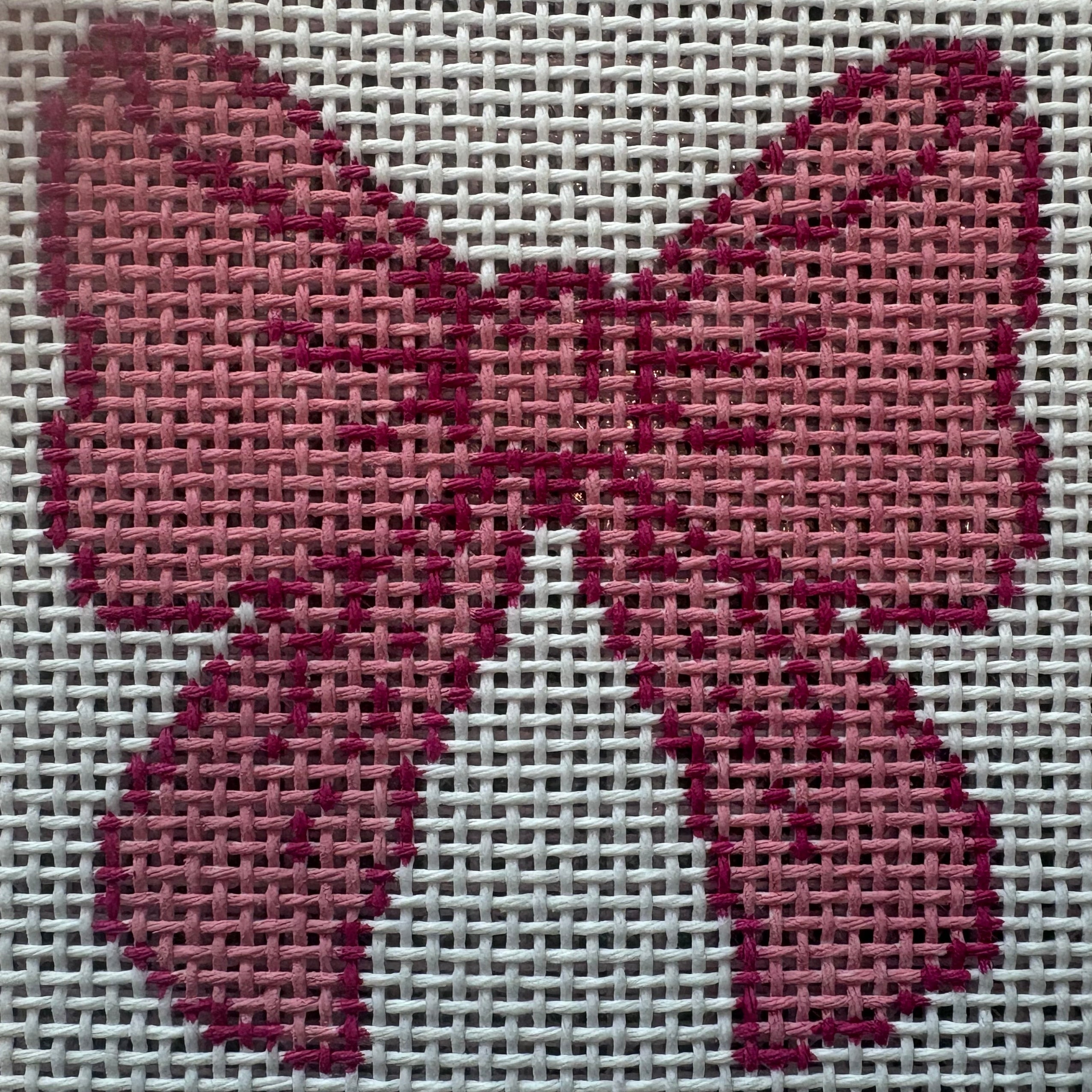 EASY BEGINNER Needlepoint Kit Pink Bow - 13 mesh